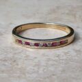 Channel Set Ruby and Diamond Narrow Band in 9ct Gold.
