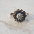Sapphire and Diamond Cluster Ring in9ct Gold, a UK J 1/2 or a US 5 1/4
