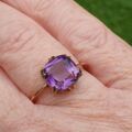 Unusual Amethyst Ring in 9ct Rose Gold, a UK M or a US 6 3/4