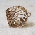 Bird in Birdcage Charm Pendant in 9ct Gold