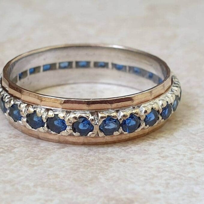 Synthetic Blue Spinel Full Eternity Ring in 9ct Gold, a UK P or a US 7 3/4