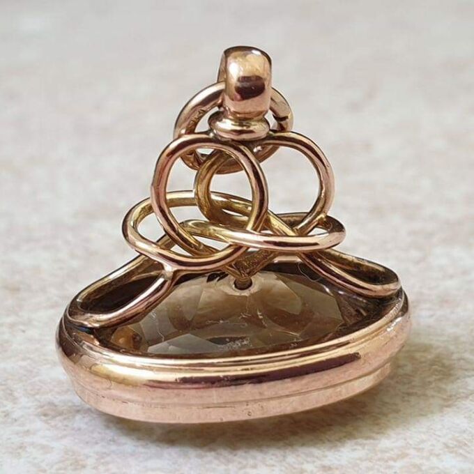 Oval Citrine Fob Pendant in 9ct Gold