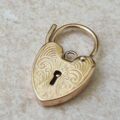 Engraved Front Fully Working Heart Padlock in 9ct Gold
