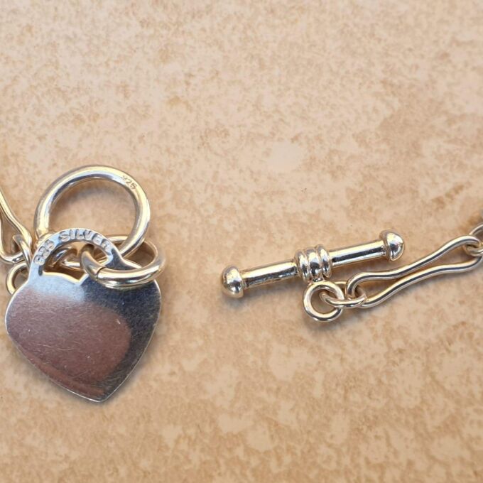 Fancy Link T Bar Necklace in Sterling Silver