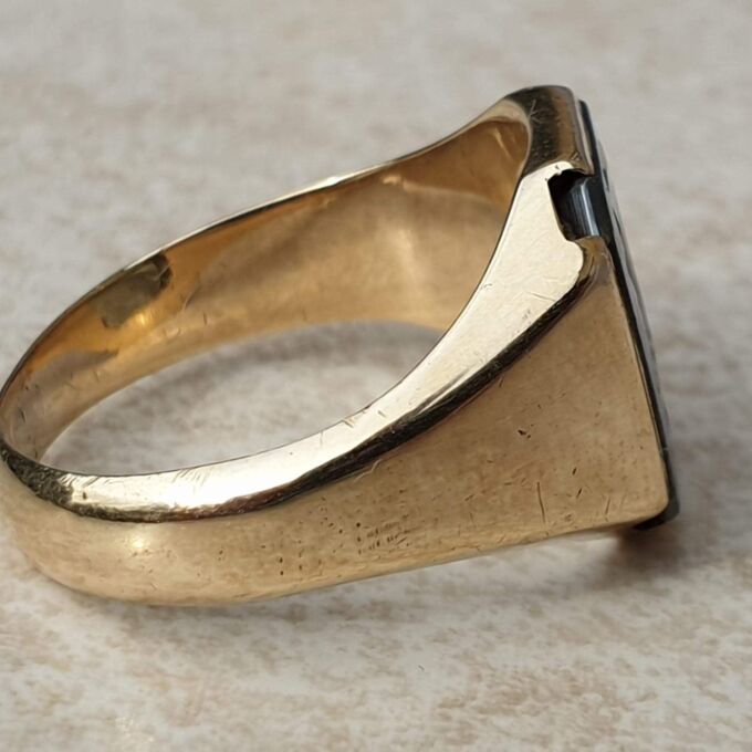 Hematite Centurion Intaglio Signet Ring in 9ct Gold,  a UK O 1/2 or a US 7 3/4.