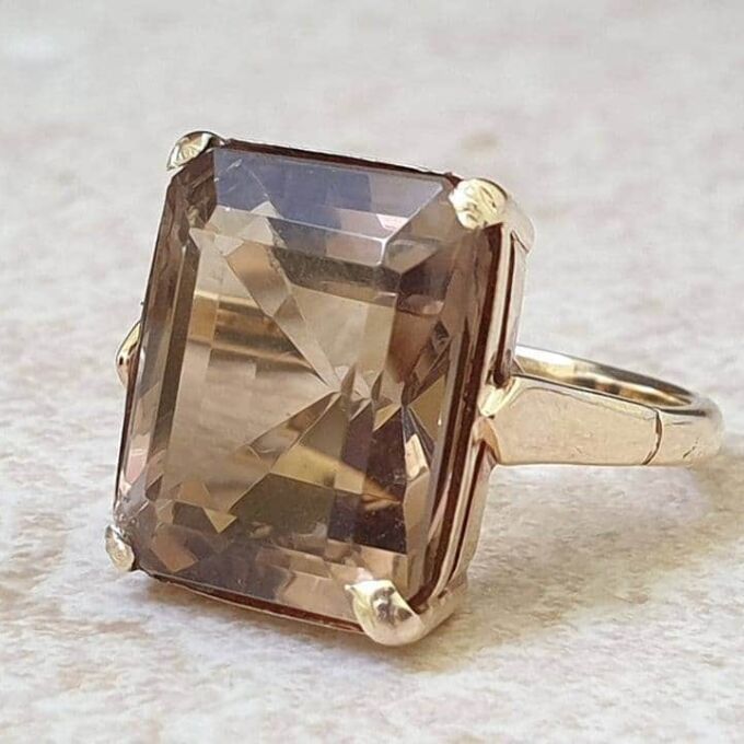 Huge Quartz Solitaire Ring in 9ct Gold