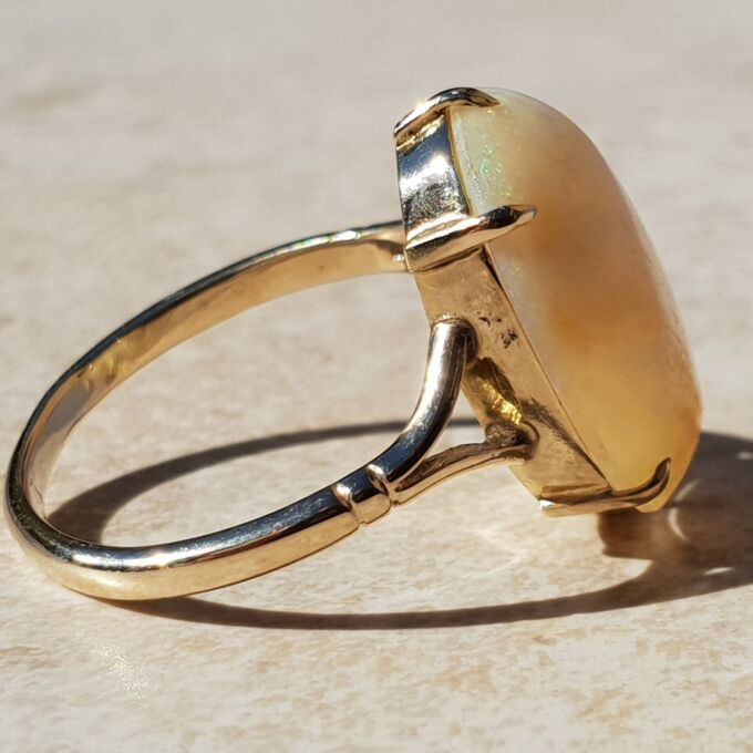 Huge Oval Opal Solitaire Ring in 9ct Gold, a UK K or a US 5 3/4.