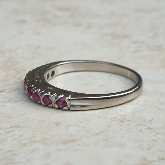 Ruby Half Eternity Stacking Band in 18ct White Gold