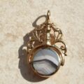 Ornate Double Sided Agate and Onyx Spinner Fob in 9ct Gold.