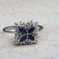 Marquise Sapphire and Diamond ring in 9ct Gold, a UK K 1/2 or a US 5 3/4