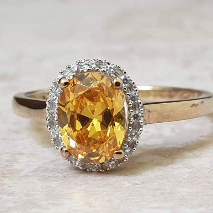 Vibrant Sunshine Yellow Paste Ring in 9ct Gold,  a UK O or a US 7 1/2.