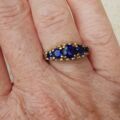 Vibrant Blue Five Stone Synthetic Sapphire Ring in 9ct Gold, a UK N or a US 7.