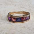 Iolite, Tourmaline and Amethyst Ring in 9ct Gold.