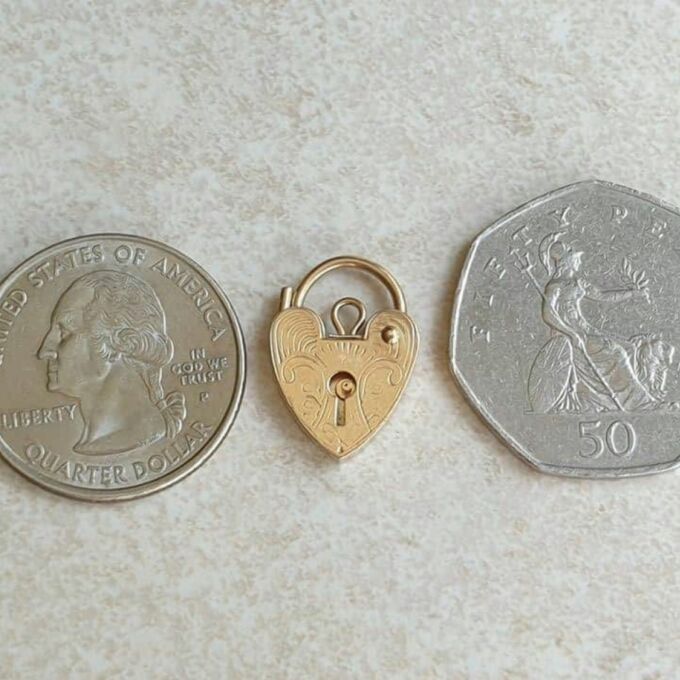 Small Front Engraved Fully Working Padlock in 9ct gold