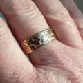 Broad Abstract Patterned Band in 9ct Gold,  a UK T or a US 10.