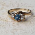 Topaz & Diamond Crossover Trilogy Ring in 9ct Gold.
