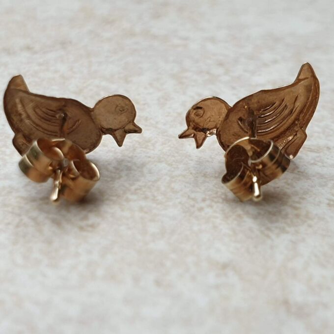 Fun Duck Earrings in 9ct Gold.