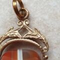 RESERVED – Banded Agate Spinner Fob in 9ct Gold