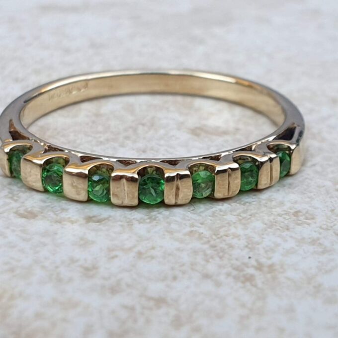 Reserved – Green Garnet Stacking Band in 9ct Gold.