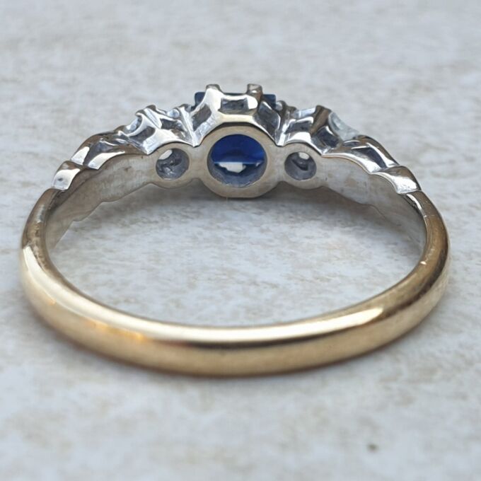 Square Princess Sapphire and Diamond Ring in 18ct Gold, a UK L 1/2 or a US 6 1/4