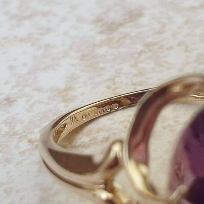 Reserved – Oval Amethyst Solitaire Ring in 9ct Gold.