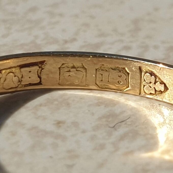 Antique Gypsy Sapphire and Diamond Ring in 18ct Gold,  a UK L1/2 or a US 6 1/4.