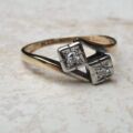 Art Deco Diamond Ring in 9ct Gold and Platinum, a UK N 1/2 or a US 7 1/4.
