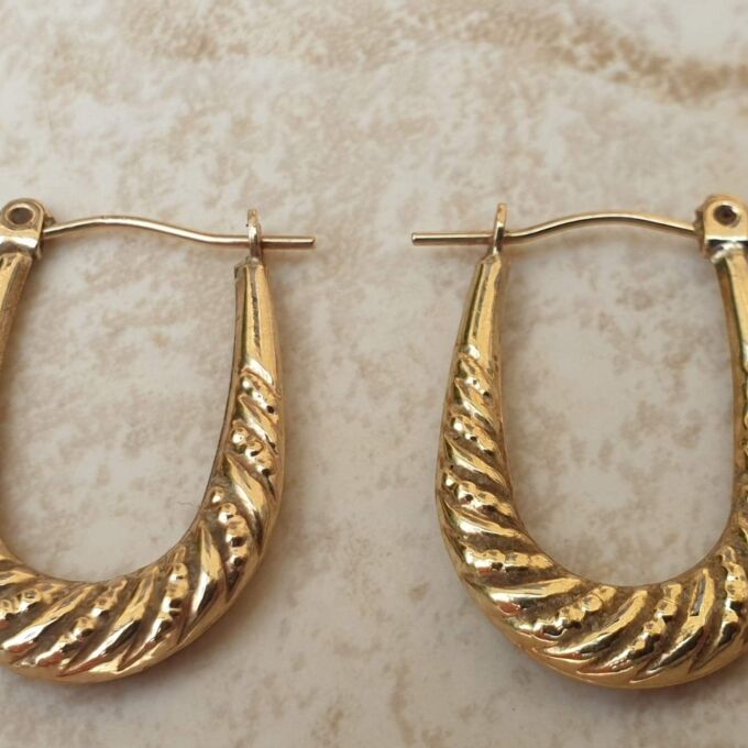 Oval Creole Hoop Earrings in 9ct Gold