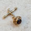 Albert or T Bar Fob Pendant with Garnet Chatm in 9ct Gold
