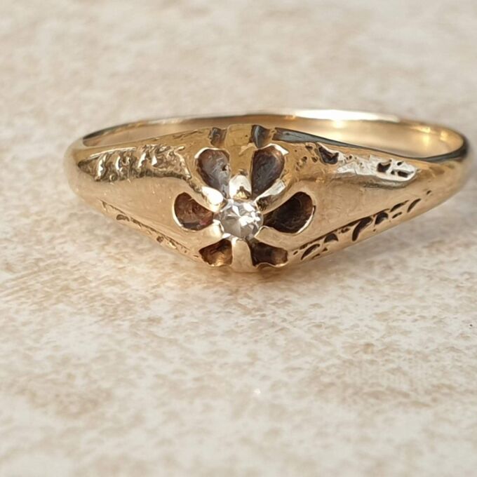 Diamond Solitaire Ring in 10K Gold,  a UK N or a US 7.