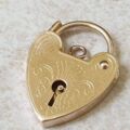 Front Engraved Fully Working Heart Padlock in 9ct Gold