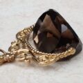 Smoky Quartz Spinning Fob Pendant in 9ct Gold