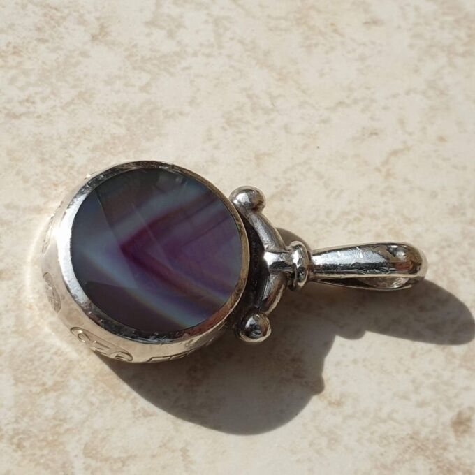 Mother of Pearl and Agate Pendant in Sterling Silver by David Scott Walker.