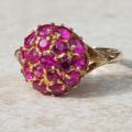 Sale – Synthetic Pink Ruby Sapphire Cluster 9ct Gold Ring, a UK N or a US 7.