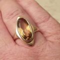 Large Citrine Frame Ring in 9ct Gold, a UK K or a US 5 1/2