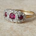 Trilogy Ruby and Diamond Ring in 18ct Gold,  a UK H 1/2 or a US 4 1/4.