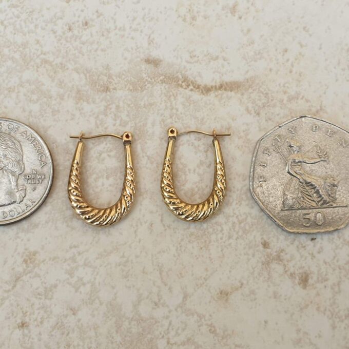 Oval Creole Hoop Earrings in 9ct Gold