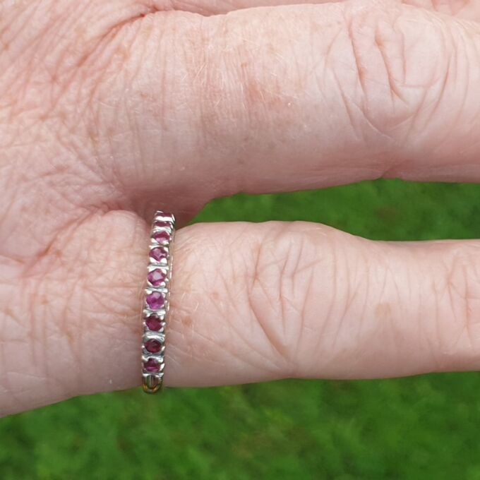 Ruby Half Eternity Stacking Band in 18ct White Gold