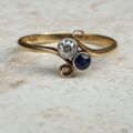 Diamond & Sapphire Moi et Toi Ring in 18ct Gold, a UK R or a US 9