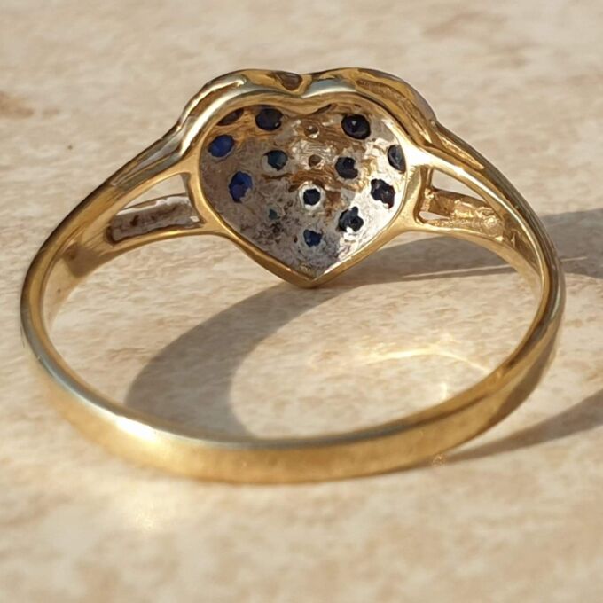Sapphire Adorned Heart Ring in 9ct Gold.