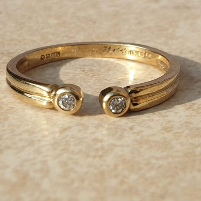 Diamond Set Torque Ring in 9ct Gold,  a UK M 1/2 or a US 6 3/4.
