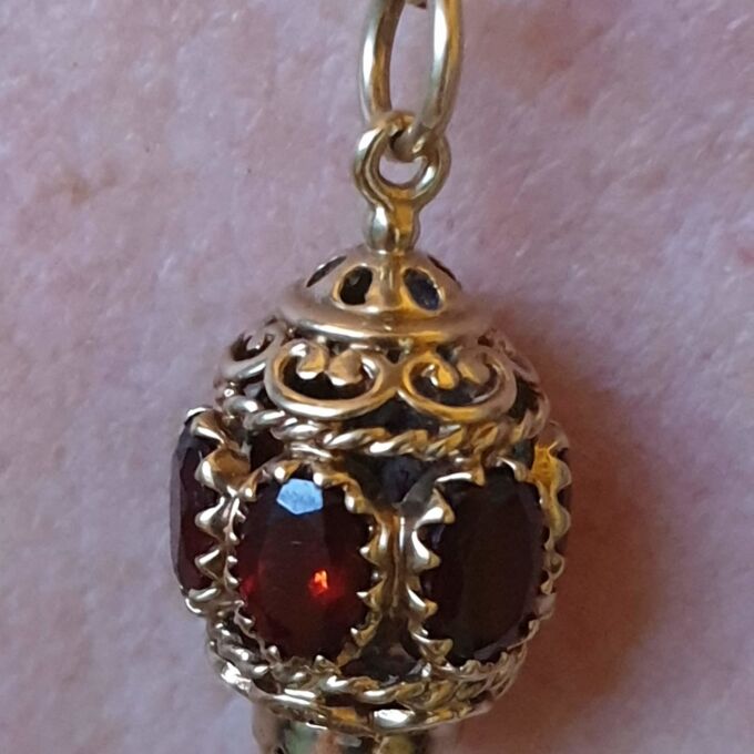 Garnet Lantern Pendant on 9ct Gold.