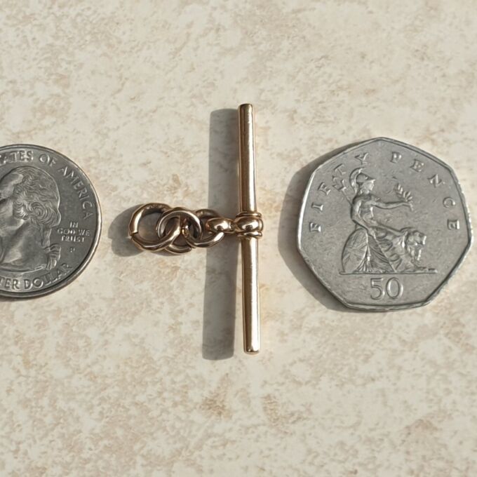 Plain T Bar Pendant Fob in 9ct Rose Gold