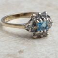 Blue Topaz and Diamond Ring in 9ct Gold,  a UK O 1/2 or a US 7 3/4.