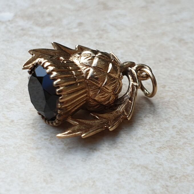 Thistle Pendant with Smoky Quartz in 9ct Gold