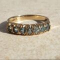 Blue Paste Half Eternity Stacking Band in 9ct Gold,  a UK M 1/2 or a US 6 3/4.