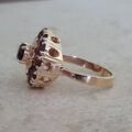 Bold Garnet Halo Cluster Ring in 9ct Gold, a UK N or a US 7.