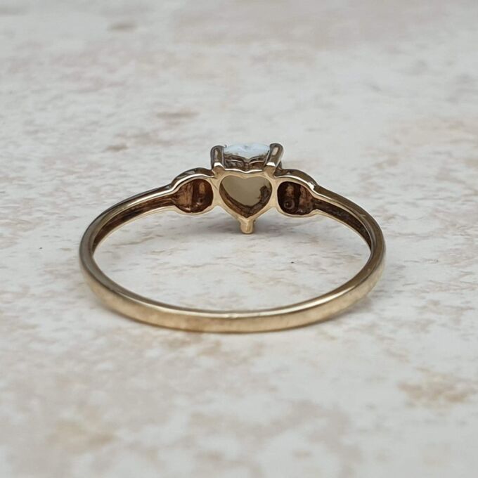 Dainty Heart Shaped Opal Ring in 9ct Gold,  a UK M 1/2 or a US 6 1/2.