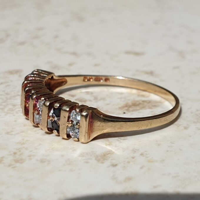 Sapphire and Paste Duo Stone Band in 9ct Gold,  a UK N or a US 7.