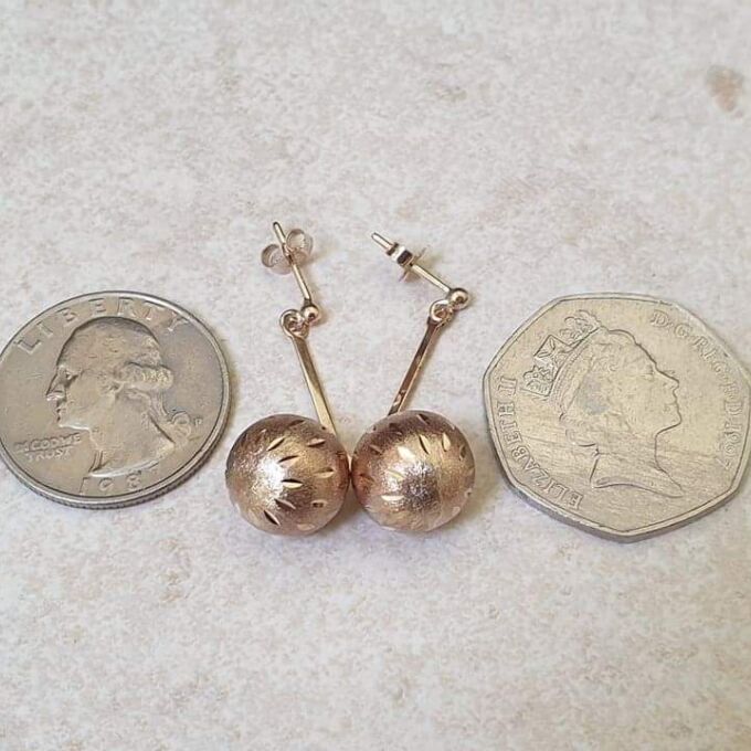 Glitterball Drop Earrings in 9ct Gold